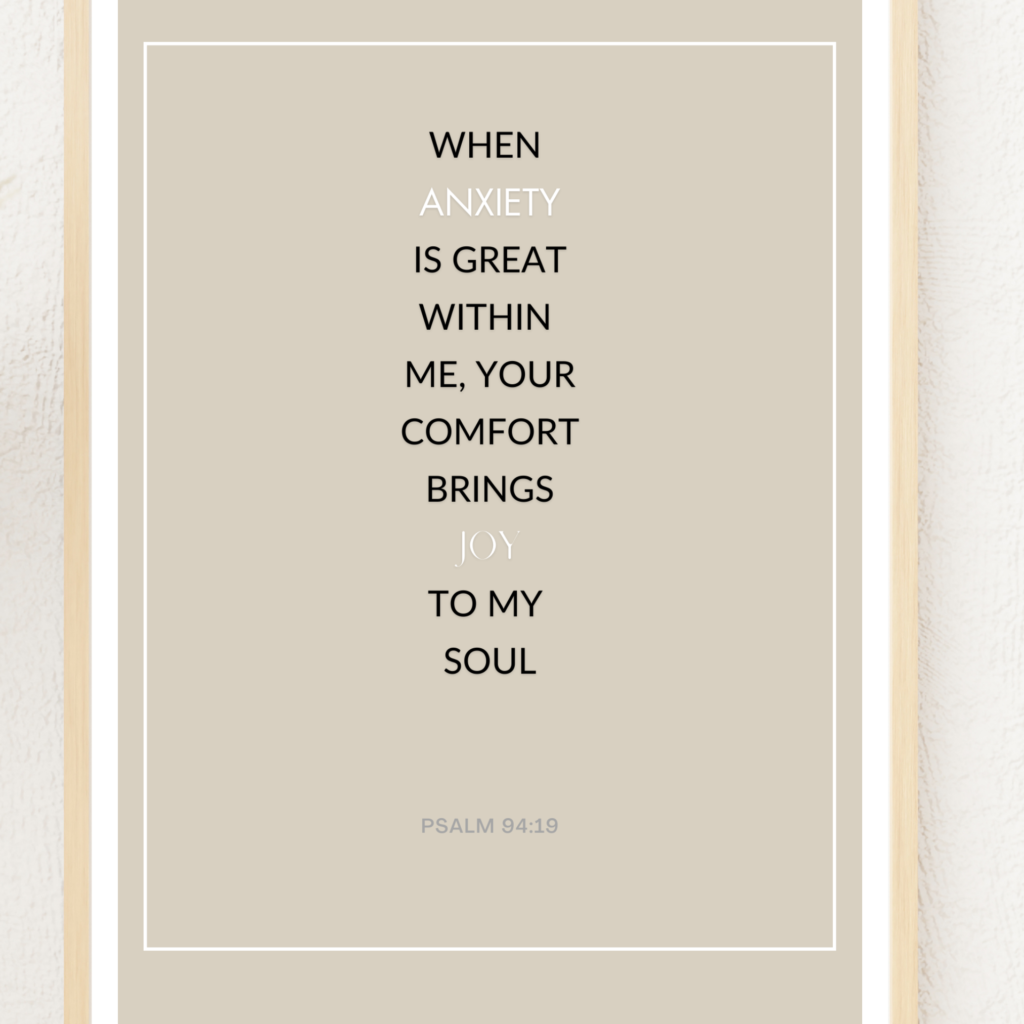 Bible verse art Psalm 94:19 - Comfort in Affliction - Christianartprint