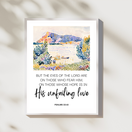 Bible Scriptures on Love Psalm 33:18 - Artwork Decor - Christianartprint