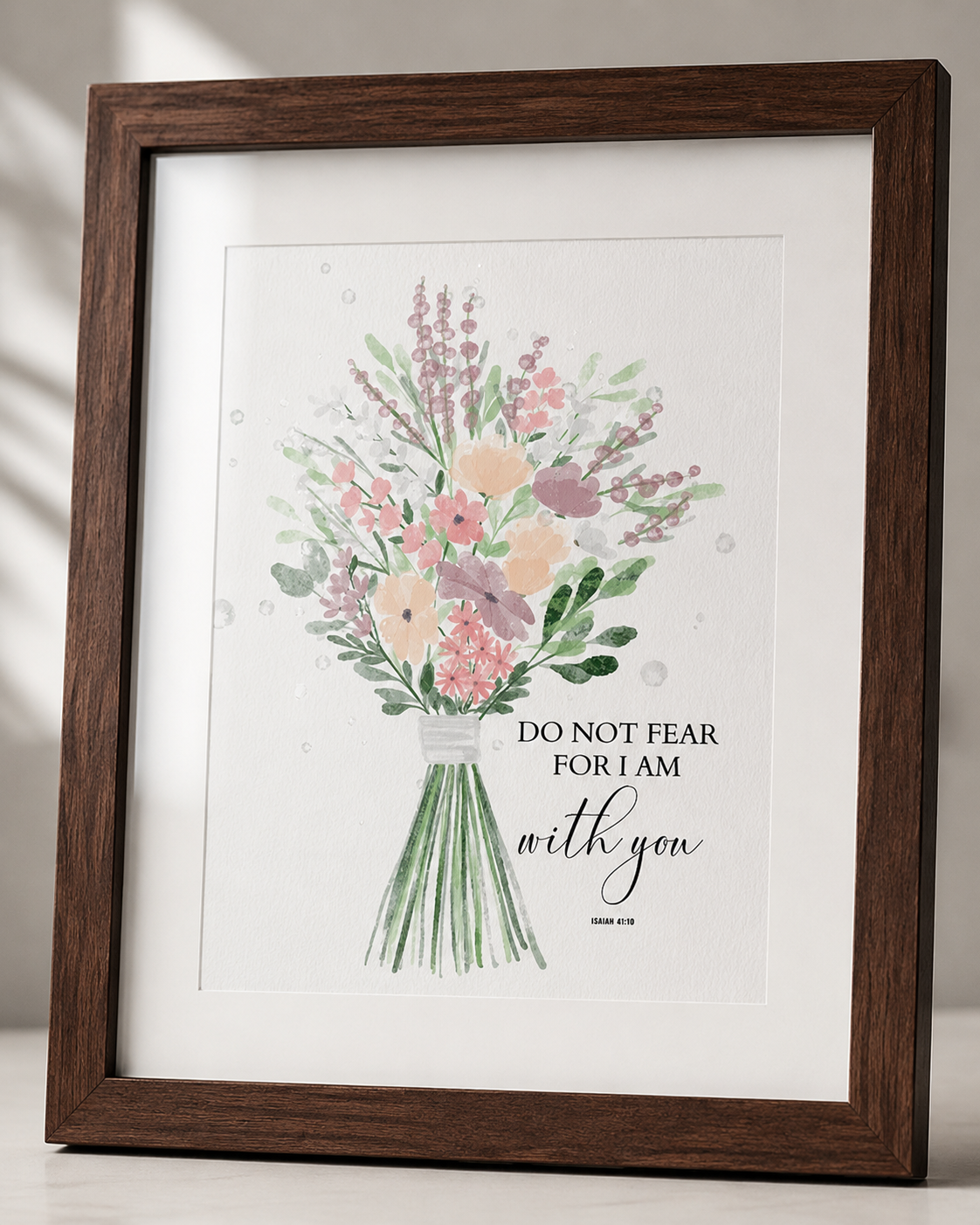 Isaiah 41:10 scripture print in a wood frame 
