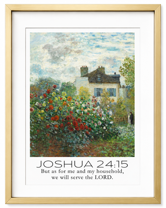 Joshua 24:15 wall art print showing the full "as for me and my household" scripture text