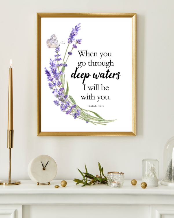 Decorative piece with Isaiah 43:2 verse
