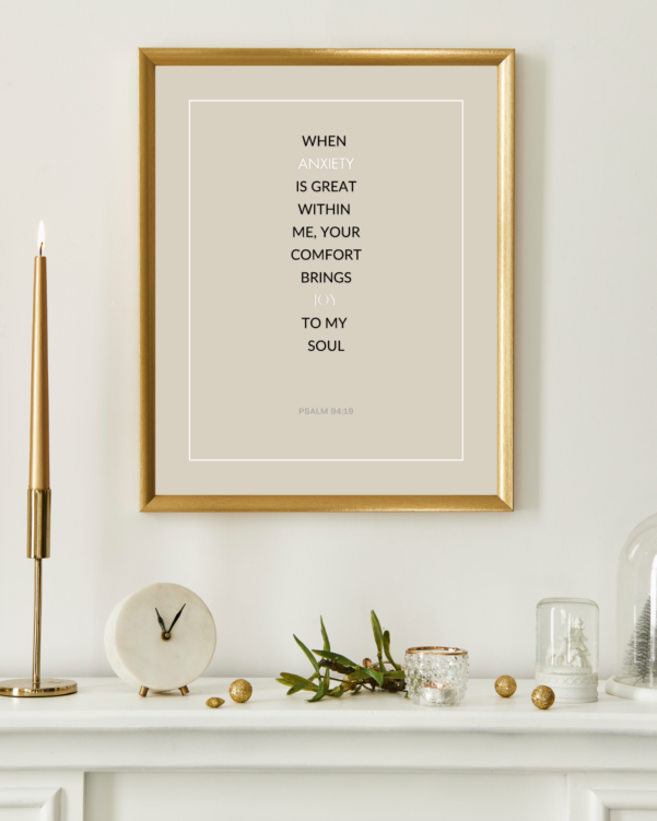 Bible verse art. Hopeful Psalm 94:19 Artwork - Affliction and Comfort