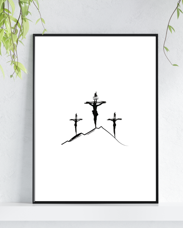This exclusive Crucifixion BibleSketch Art Print crafts a blend of deep spiritual significance with the aesthetic appeal of modern artistry. Perfect for elevating any room, it serves as a daily reminder of faith, sacrifice, and redemption.