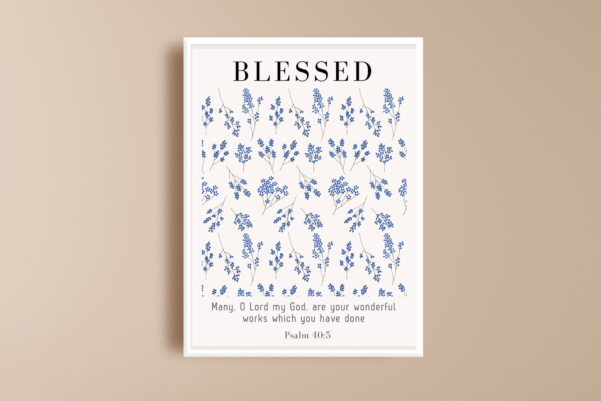 Christian wall art with Psalm 40:5 verse - "Many, Lord my God, are the wonders you have done, the things you planned for us. None can compare with you; were I to speak and tell of your deeds, they would be too many to declare."