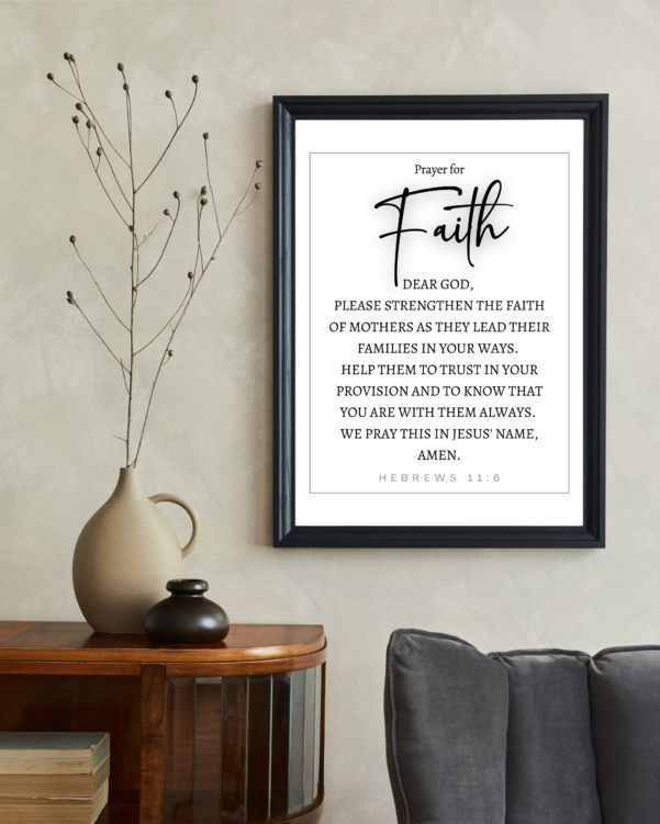A tranquil poster with Hebrews 11:6 overlaid, symbolizing the journey of faith and trust in God's promises through prayer.