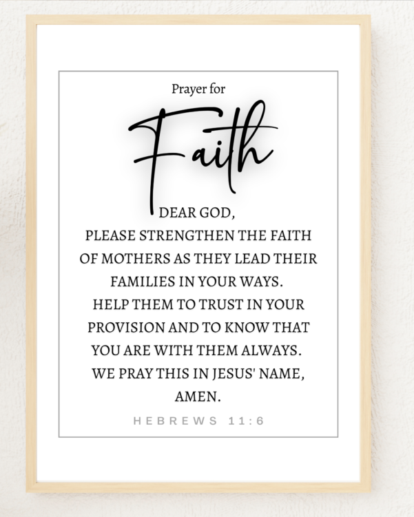 A digital art piece illustrating Hebrews 11:6, encouraging believers to approach God with unwavering faith and trust in prayer.