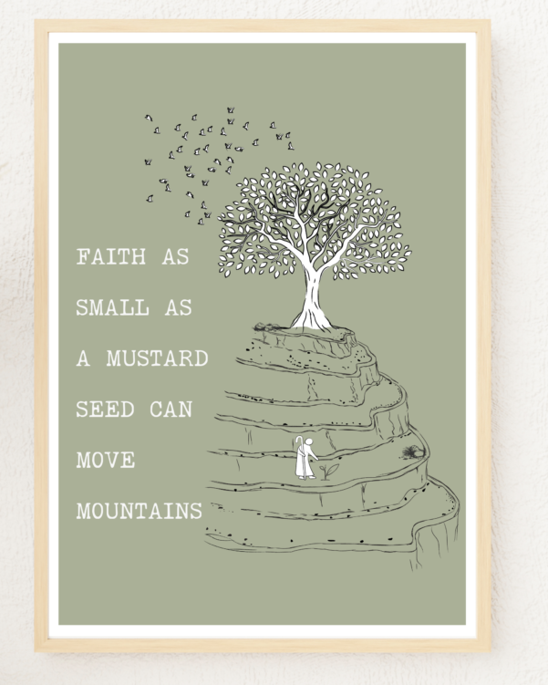 Inspirational artwork capturing the essence of the Mustard Seed Faith Bible sketch.
