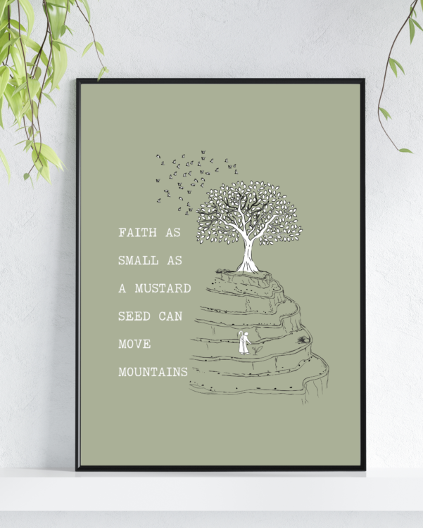 Simple yet impactful depiction of the biblical parable of the Mustard Seed.