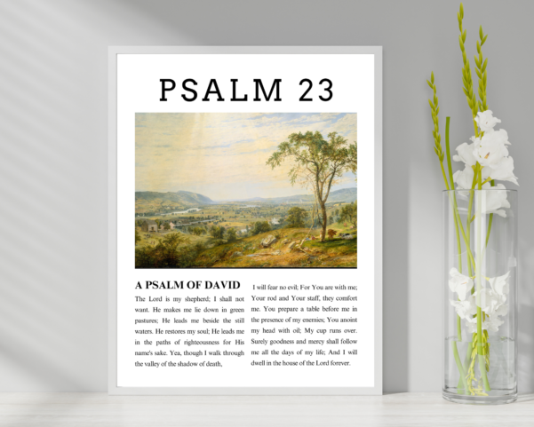 Elevate your space with this powerful Bible verse artwork, Psalm 23, a reminder of God's unwavering love and care.