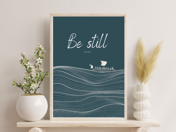 Calming digital artwork inspired by Psalm 46:10