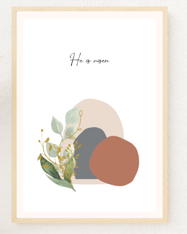 Minimalist artwork capturing the profound declaration "He is Risen".