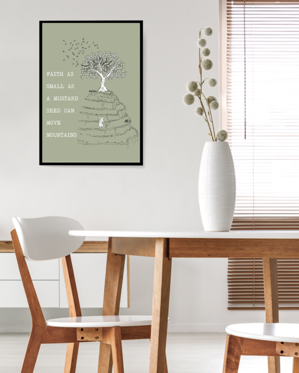 Meaningful artwork reminding believers of the boundless potential in faith.