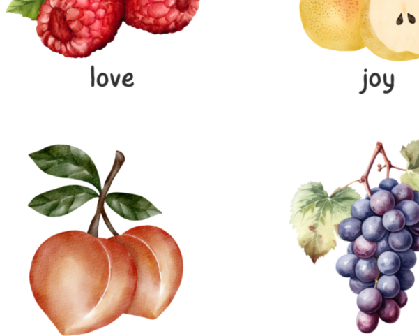 Inspirational prints embodying the teachings of Galatians 5:22-23.
