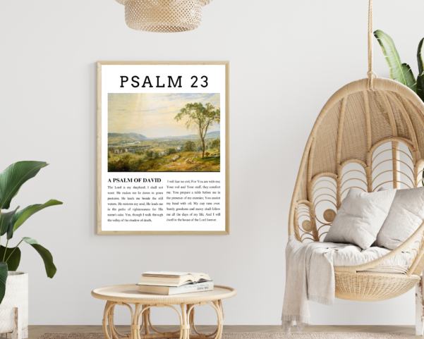 Decorate your walls with this powerful Bible verse artwork, Psalm 23, a testament to God's faithfulness.