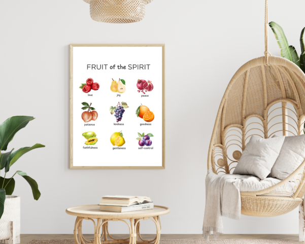 Artistic representation of biblical virtues suitable for printable wall art.