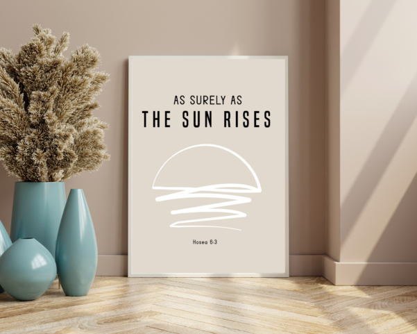Contemporary design blending sunrise imagery with timeless scripture.
