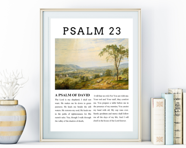 Inspiring Christian wall art featuring Psalm 23, one of the most powerful verses in the Bible, perfect for daily reflection.