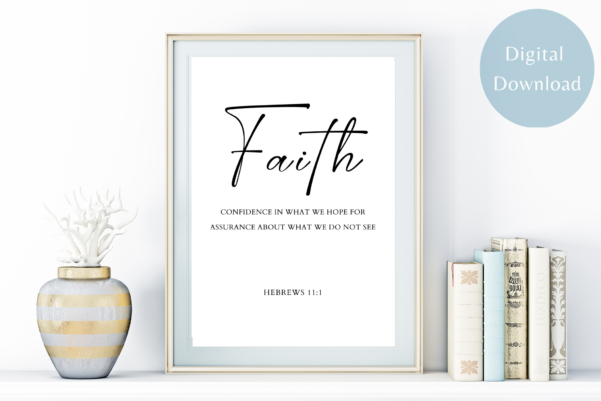 Elegant printable art capturing the essence of Hebrews 11, reminding viewers of the heroes of faith and their actions.