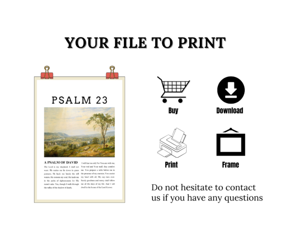 Transform your walls with this breathtaking depiction of Psalm 23, one of the most powerful verses in the Bible.