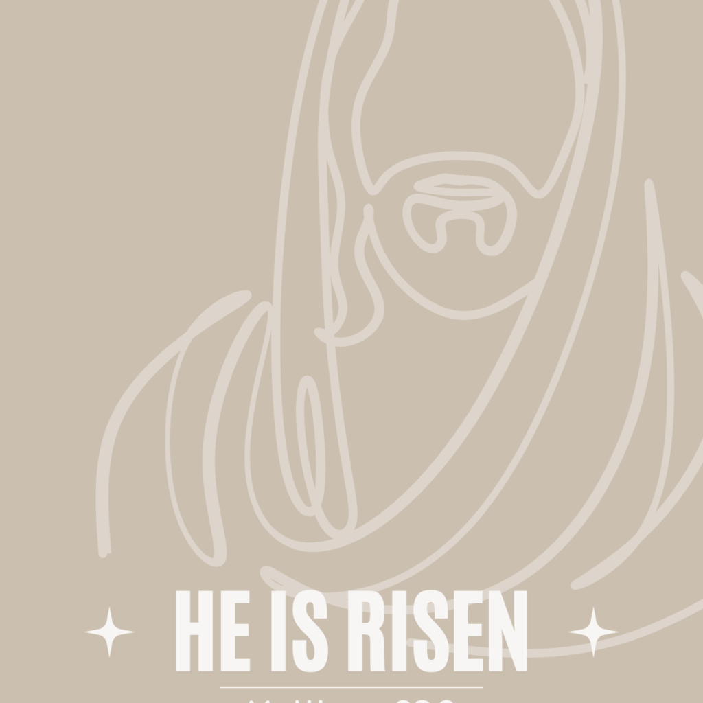 A Christian wall art printable celebrating the resurrection of Christ with the verse Matthew 28:6.