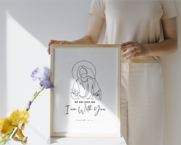Faith-inspired printable wall art featuring Isaiah 41 10 scripture in elegant typography.