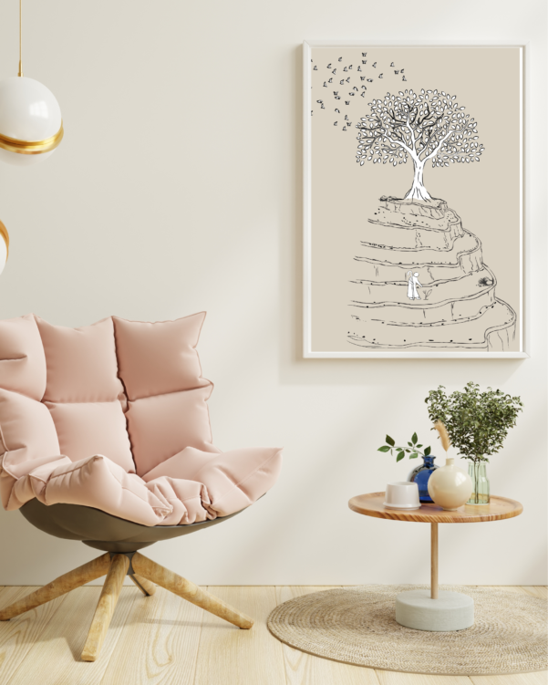 Mustard Seed Faith wall art featuring a growing mustard tree and birds in its branches, inspired by Matthew 17:20.