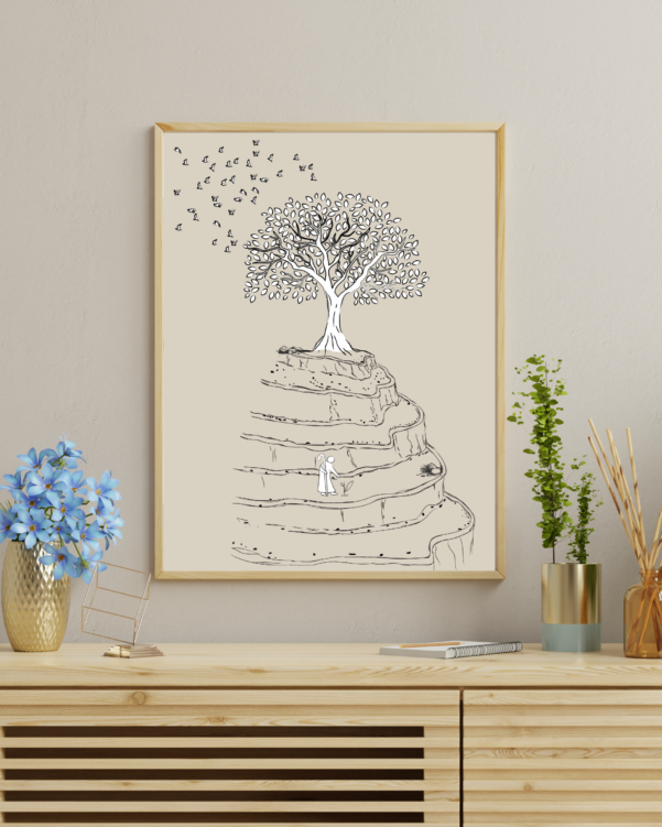 Mustard Seed Faith wall art displayed in a serene prayer space or living room.