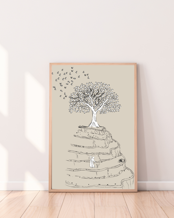 Christian wall art showcasing the message of mustard seed faith with subtle earthy tones and an inspiring design.