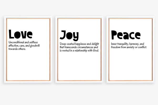 Faithfulness, gentleness, and self-control Christian wall art collection.